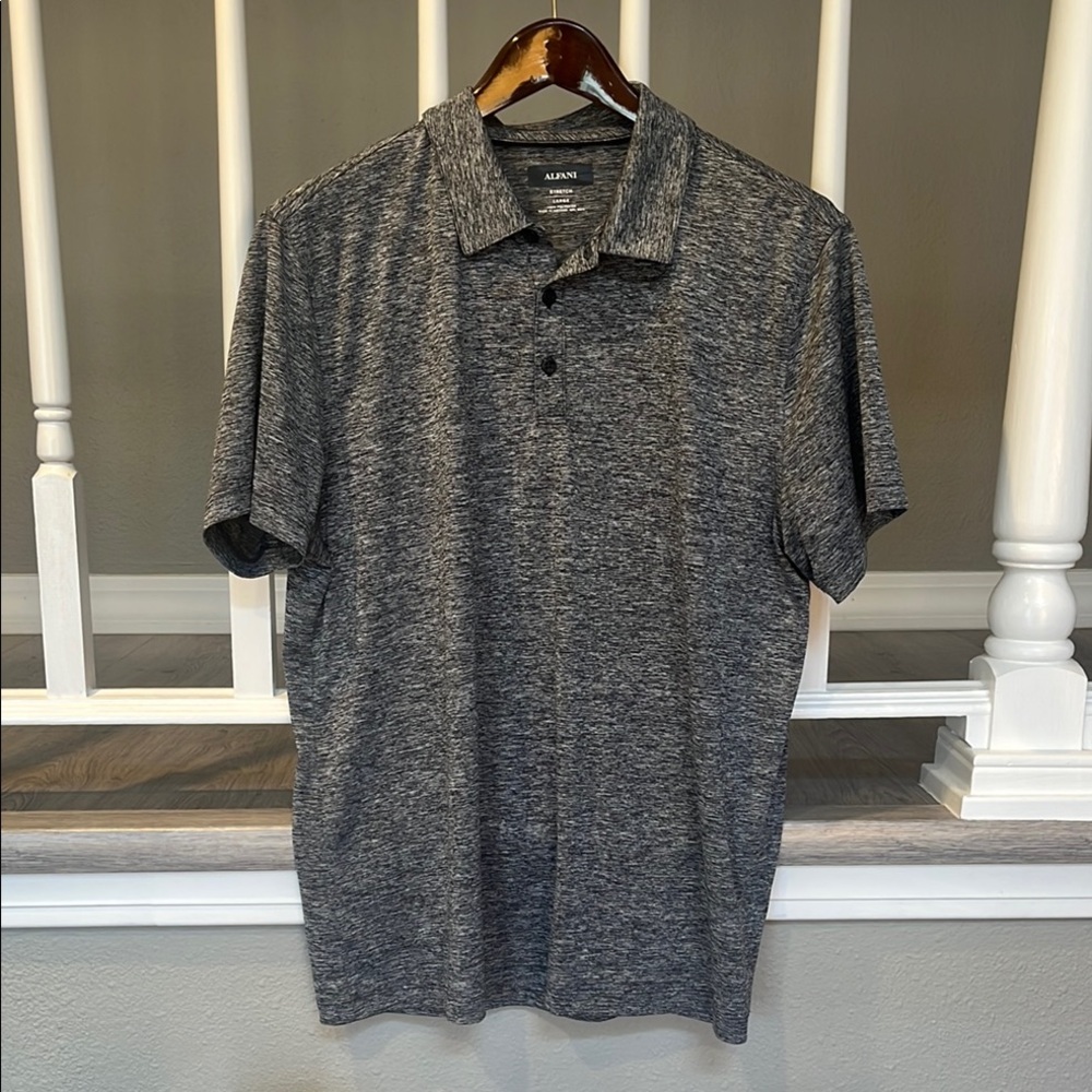 Alfani Gray Polo Shirt Textured Classic Design